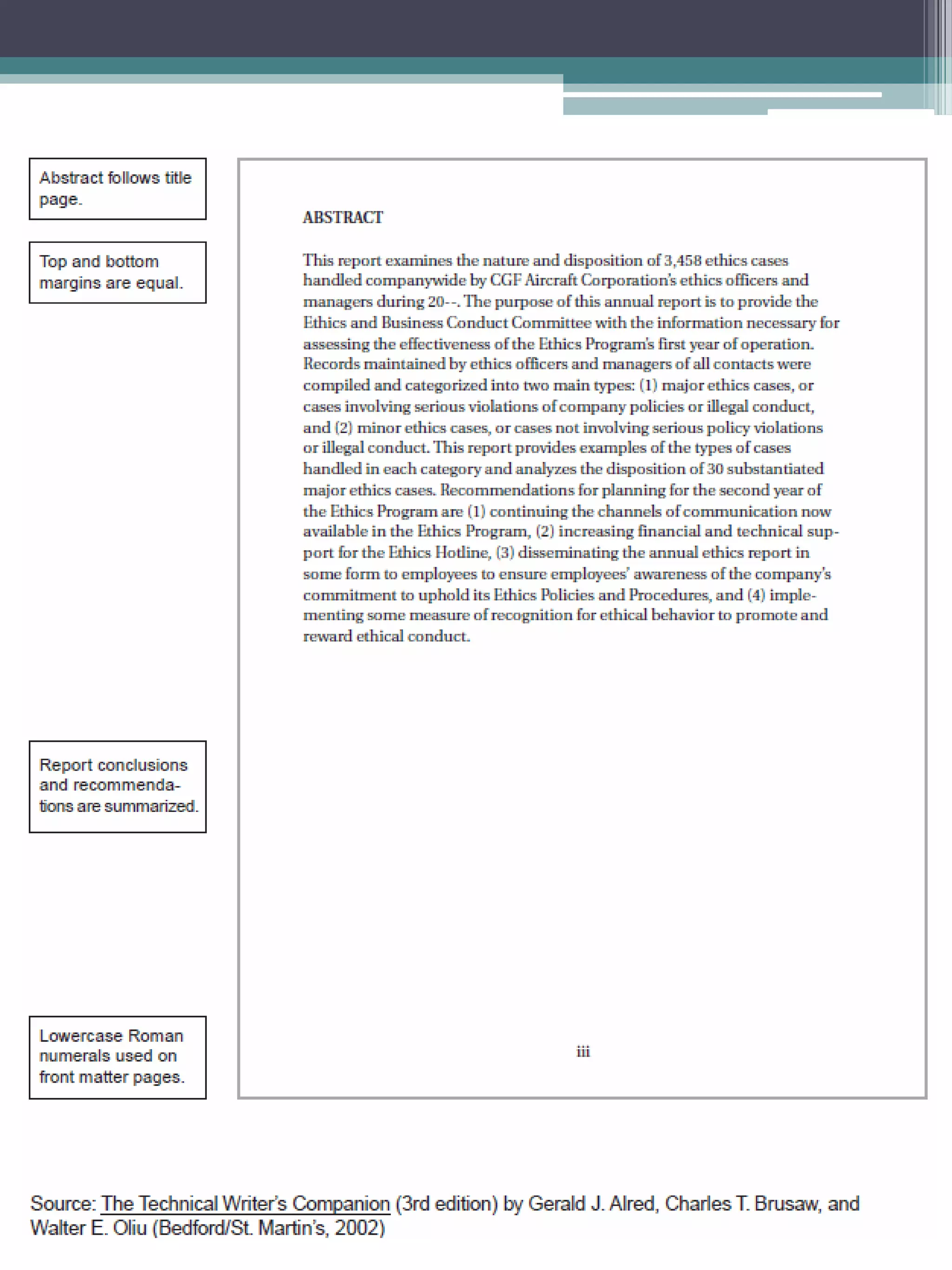 Recommendation Report Front Matter