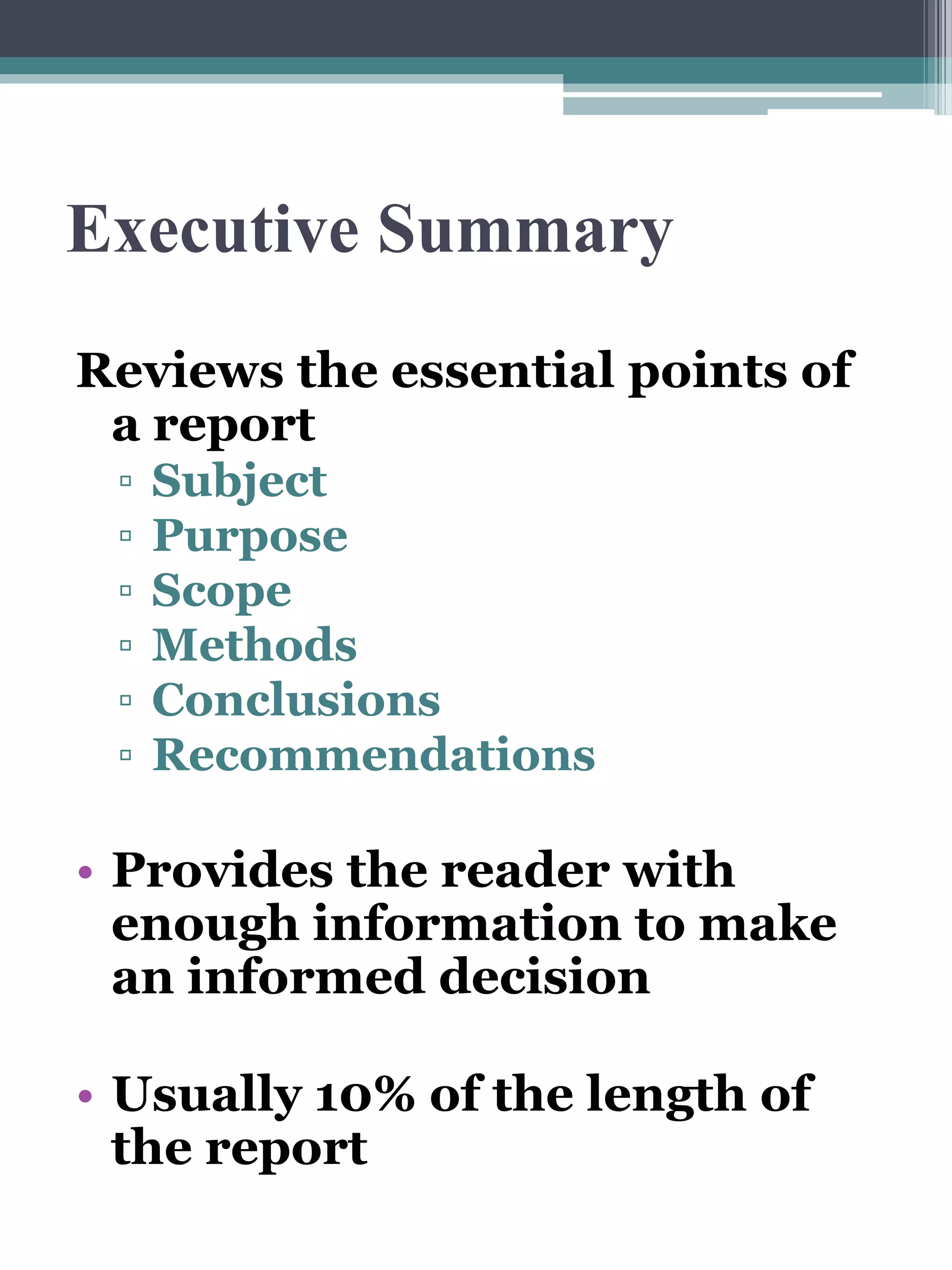 Recommendation Report Front Matter