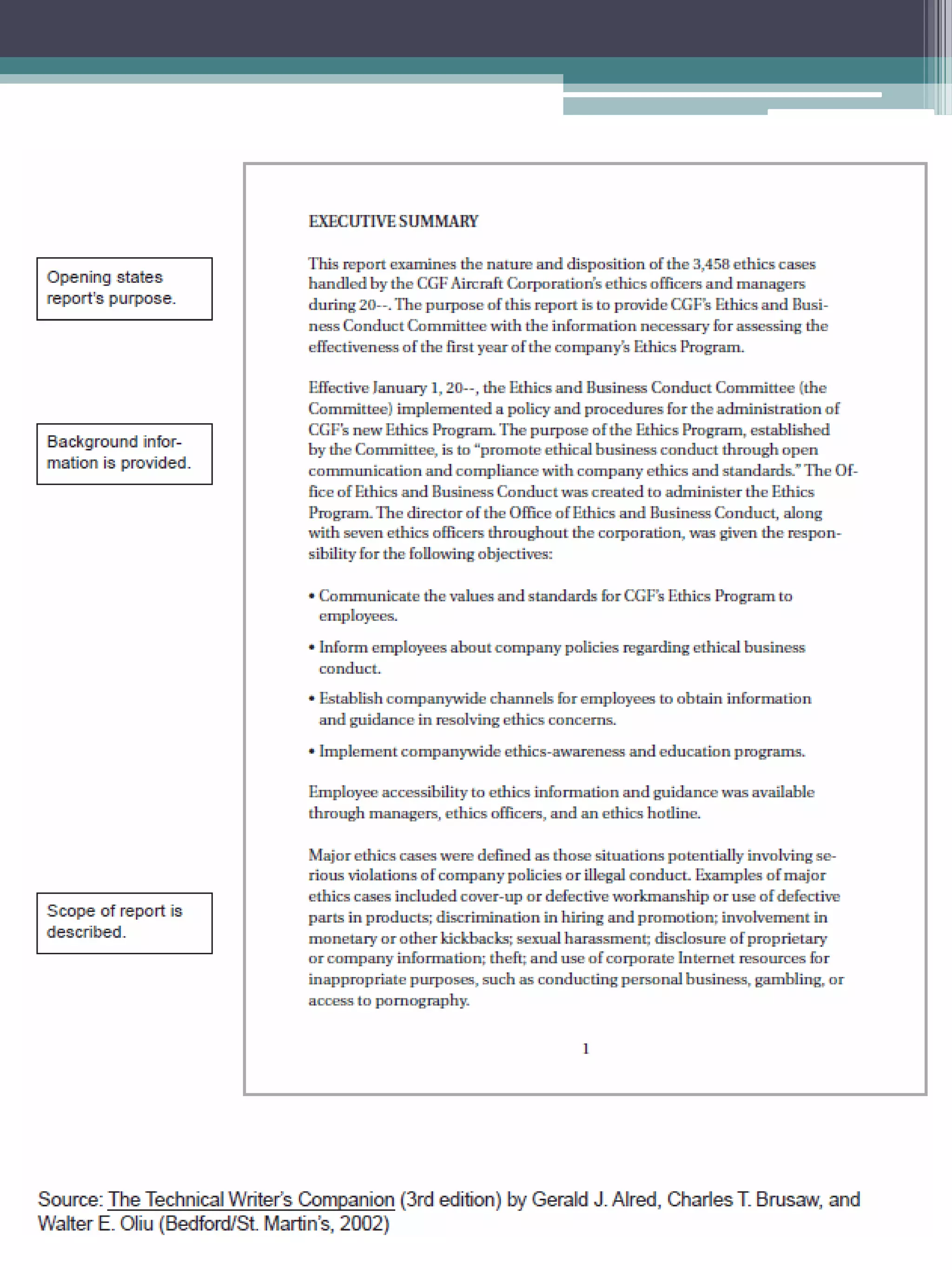 Recommendation Report Front Matter