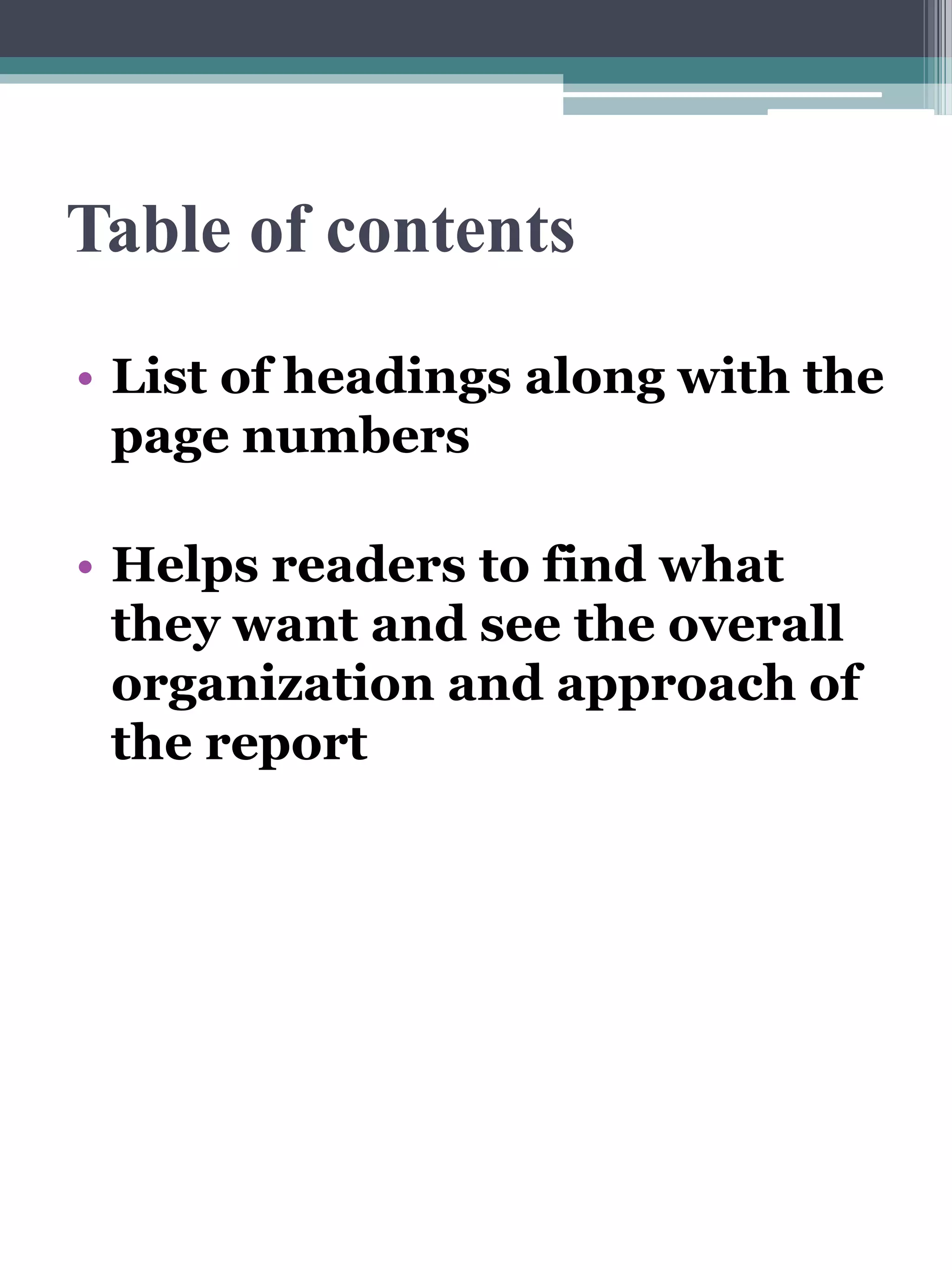 Recommendation Report Front Matter