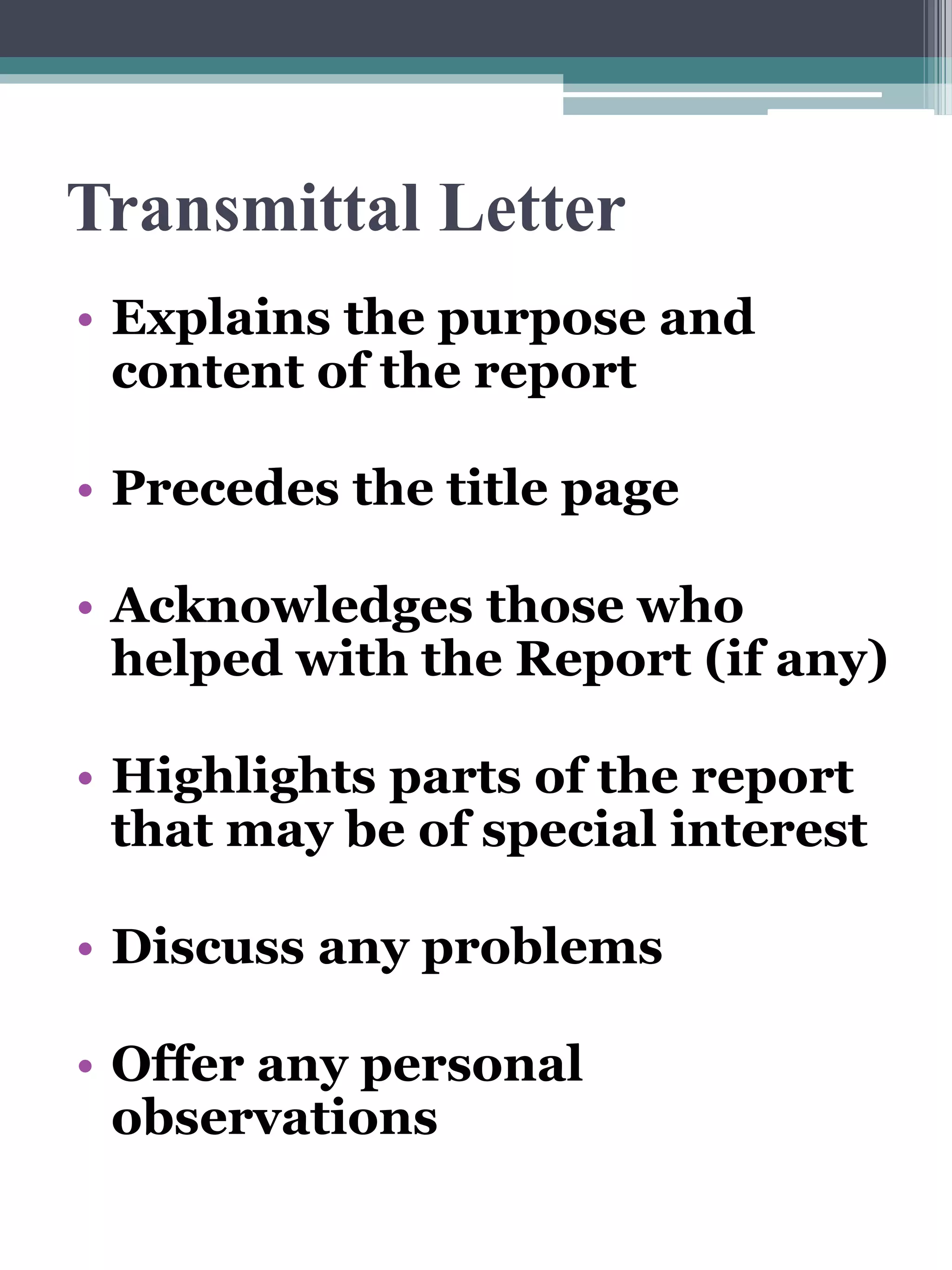 Recommendation Report Front Matter