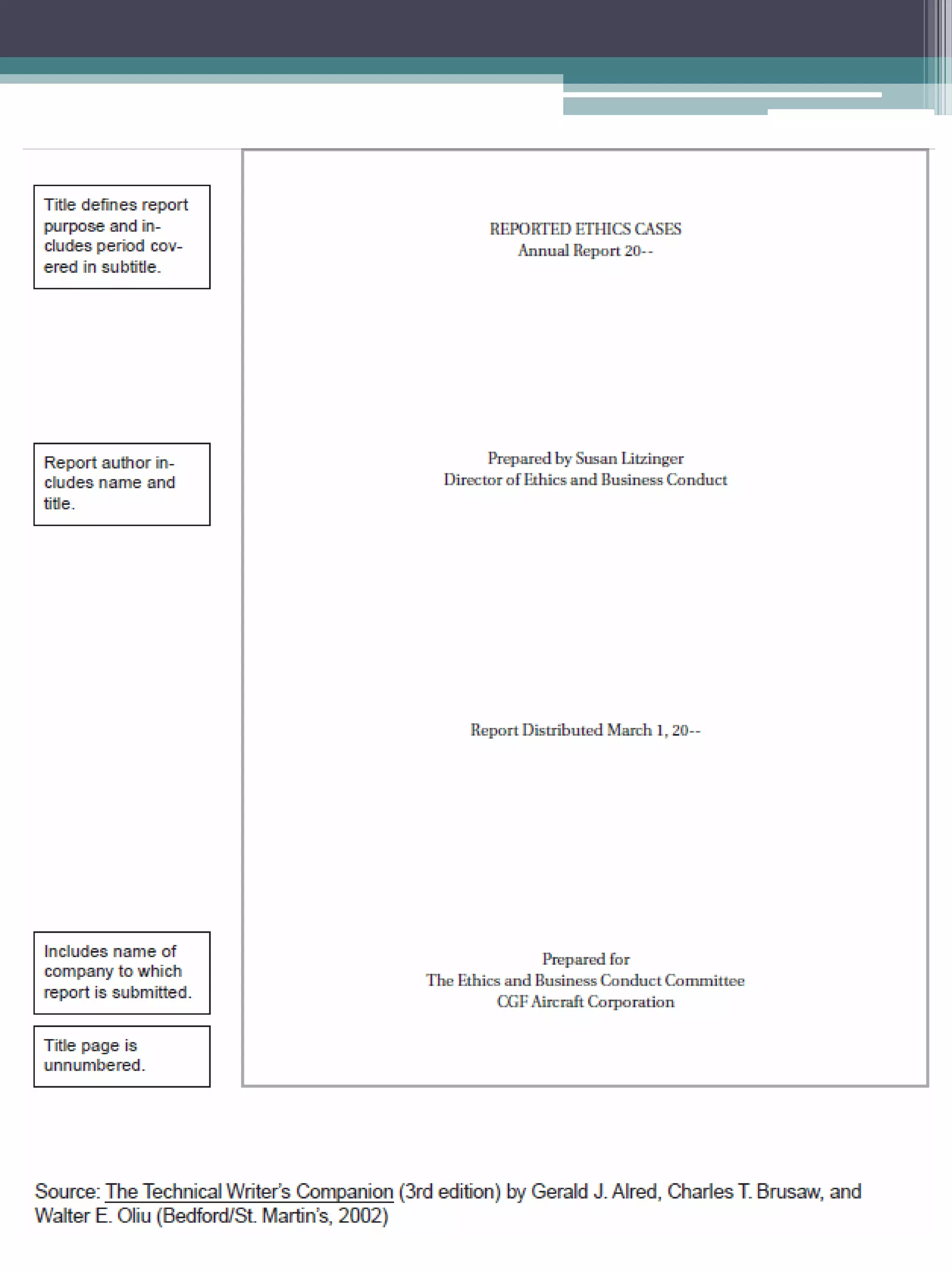 Recommendation Report Front Matter