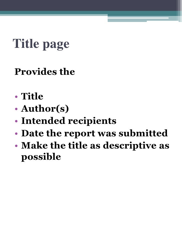 recommendation report front matter recommendation report title page