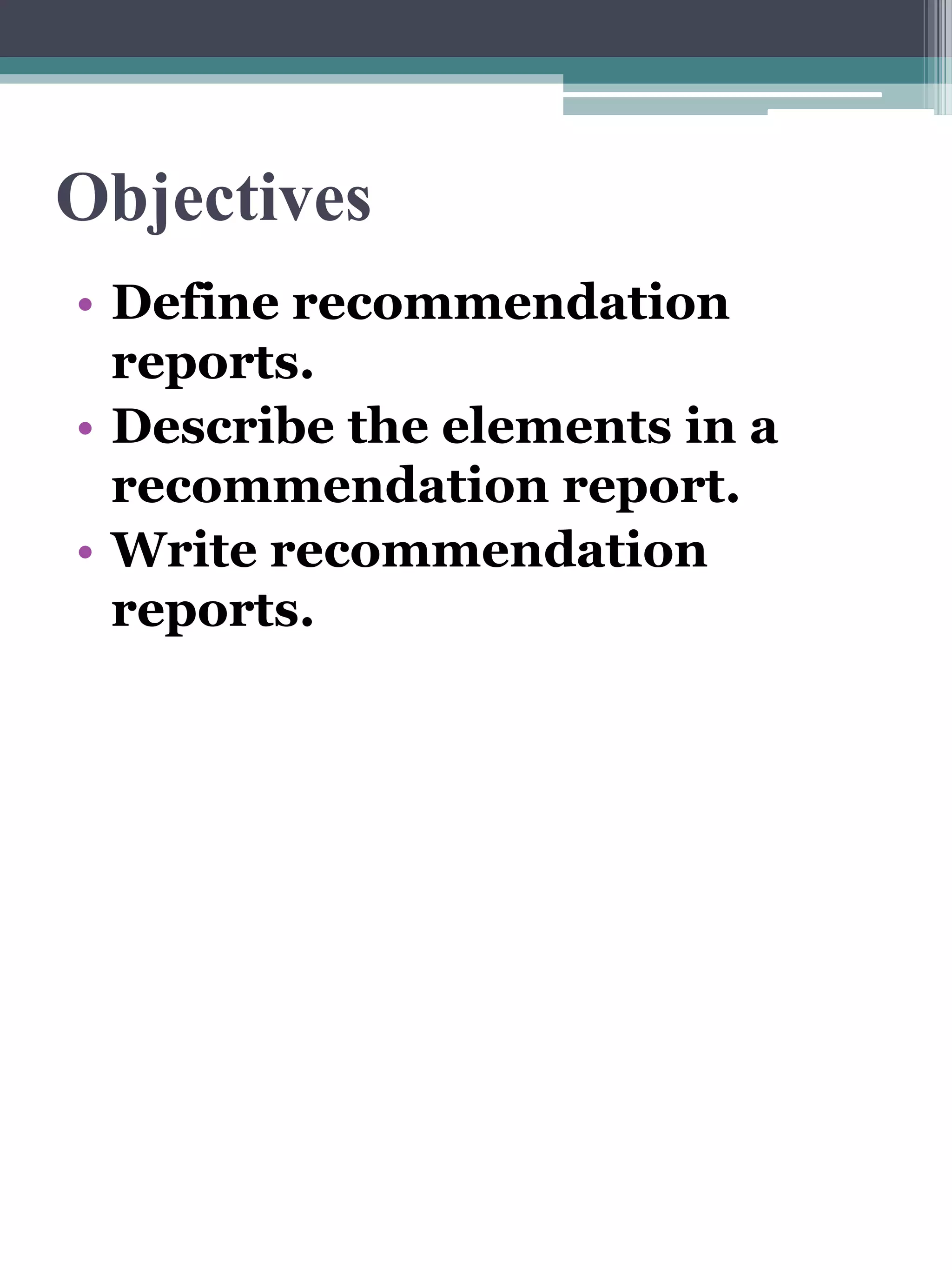 Recommendation Report