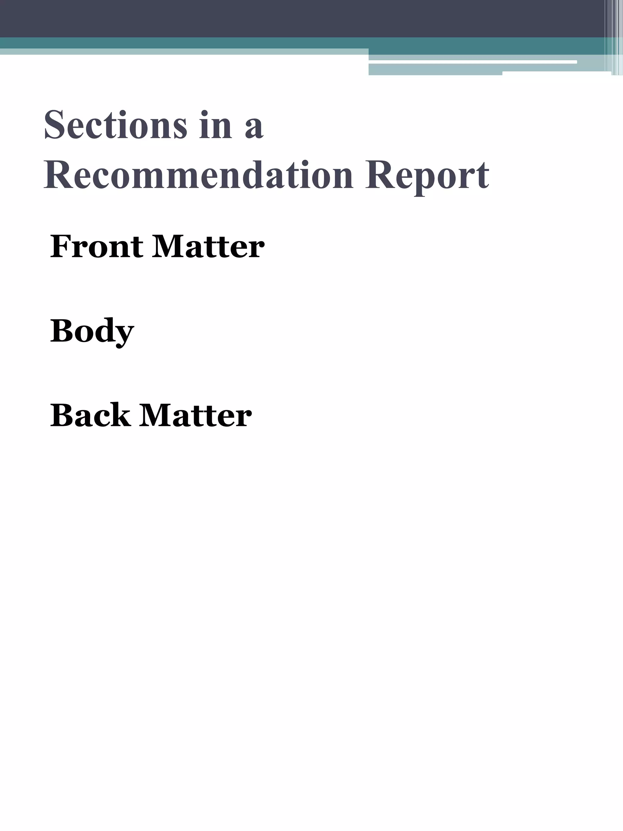 Recommendation Report