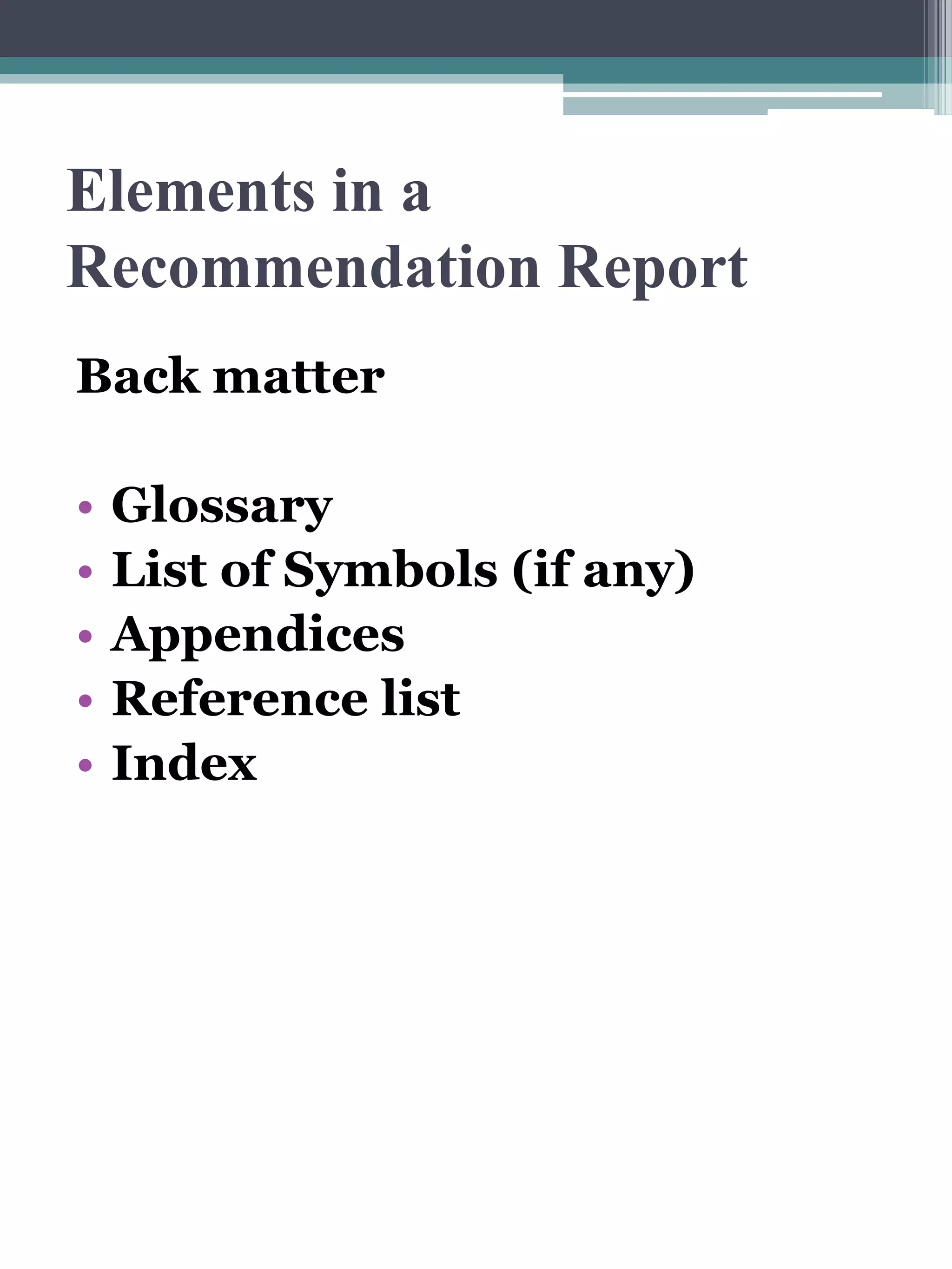 Recommendation Report