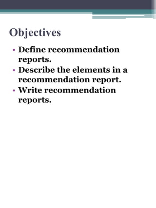 Recommendation Report