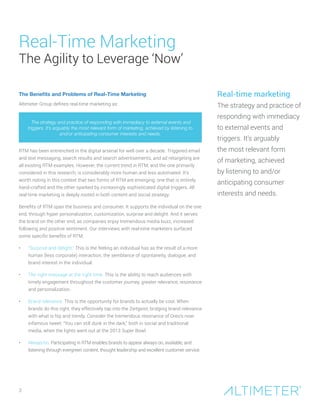 Real-Time Marketing

The Agility to Leverage ‘Now’
The Benefits and Problems of Real-Time Marketing

Real-time marketing

...