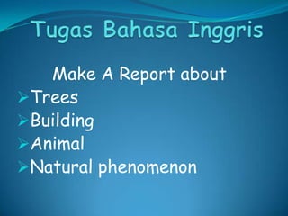 Tugas Bahasa Inggris Make A Report about ,[object Object]