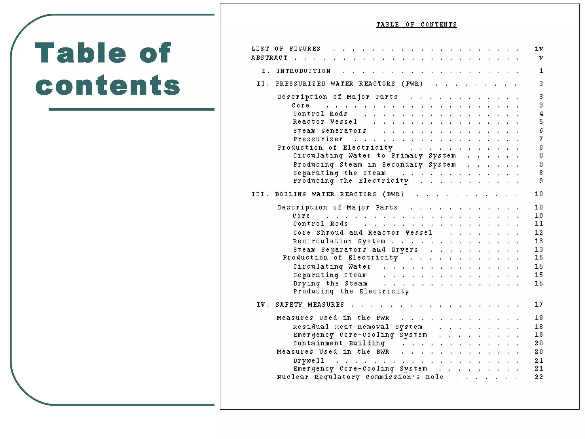 Table of contents   