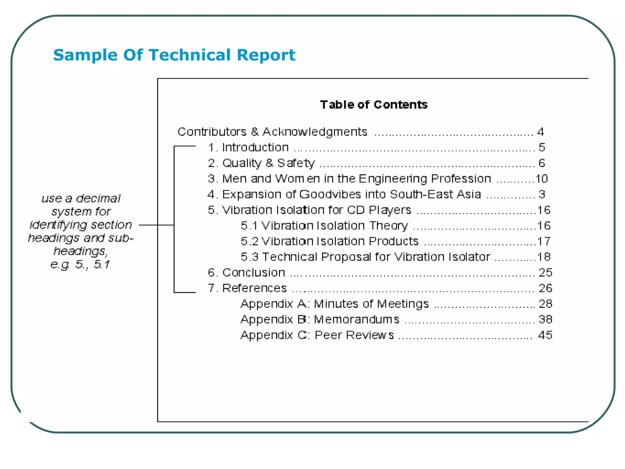 Sample Of Technical Report      