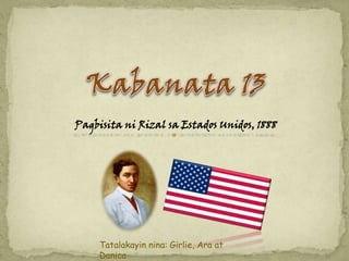 Pagbisita ni Rizal sa Estados Unidos, 1888




     Tatalakayin nina: Girlie, Ara at
     Danica
 