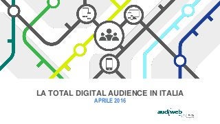LA TOTAL DIGITAL AUDIENCE IN ITALIA
APRILE 2016
 