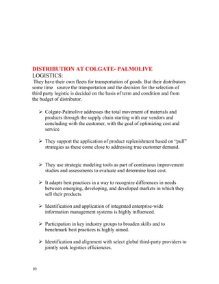 Colgate Distribution Network Report scm | DOC