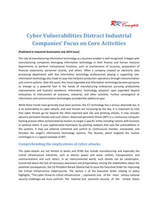 Reports on Industrial Control Systems’ Cyber Security | PDF