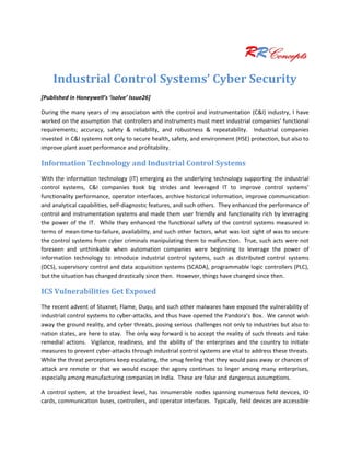 Reports on Industrial Control Systems’ Cyber Security | PDF