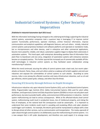 Reports on Industrial Control Systems’ Cyber Security | PDF