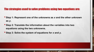 Solving Word Problems Using Two Equations | PPTX