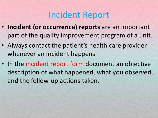 health care incident report template