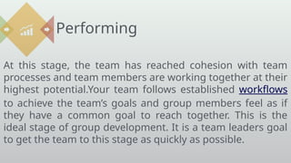 REPORT STAGES OF GROUP DEVELOPMENT & DYNAMICS OF AN EFFECTIVE TEAM | PPTX