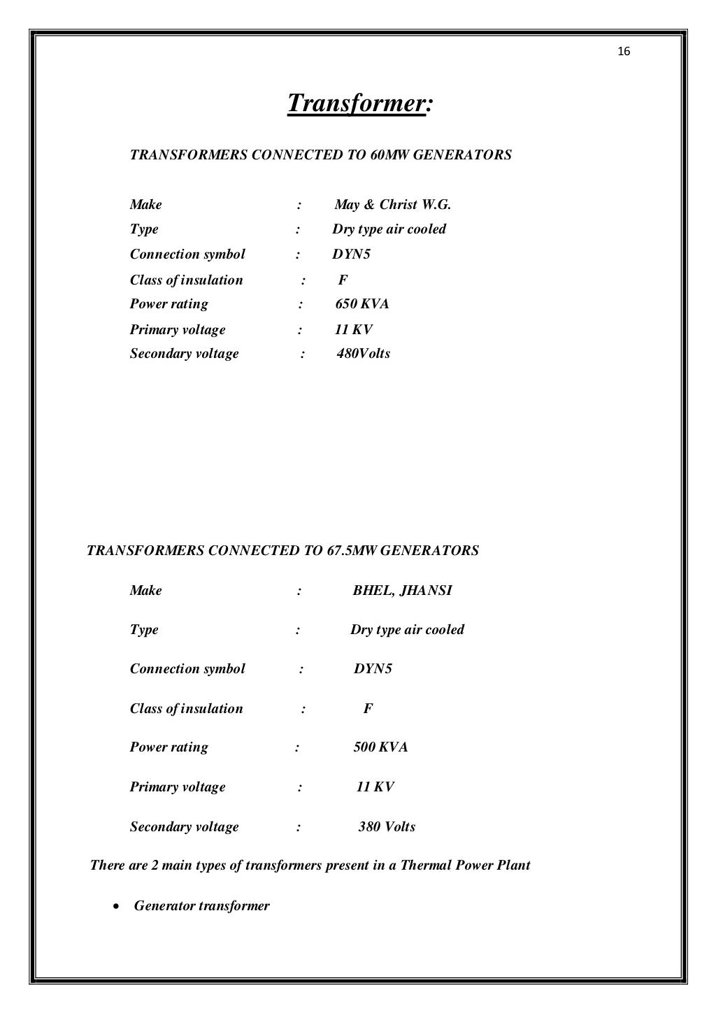 Internship Report on thermal power station in vizag steel plant
