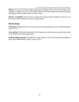 Report summer training core java | PDF