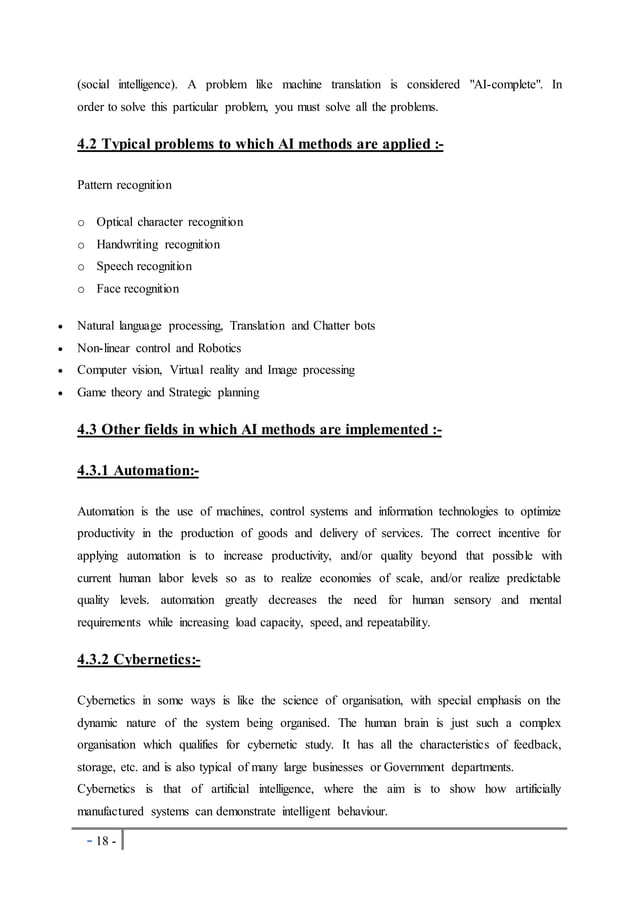 A Seminar Report on Artificial Intelligence