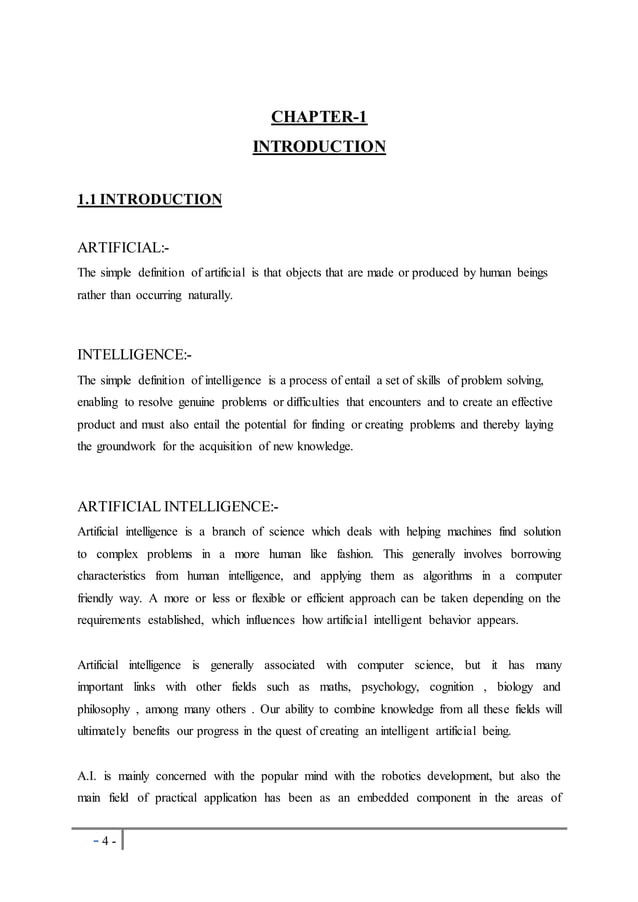 A Seminar Report on Artificial Intelligence