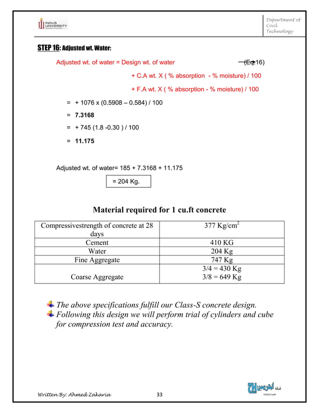 Concrete Mix Design Report