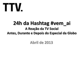 24h da Hashtag #vem_ai
           A Reação da TV Social
Antes, Durante e Depois do Especial da Globo

              Abril de 2013
 