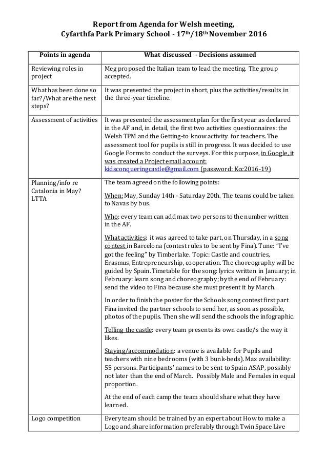 report welsh meeting meeting report formats