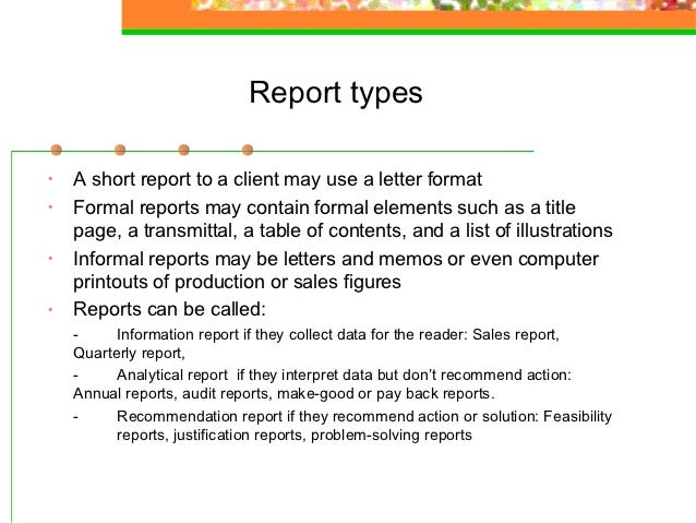 formal business report table of contents