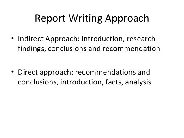 Report writing style indirect
