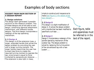 Examples of body sections
 