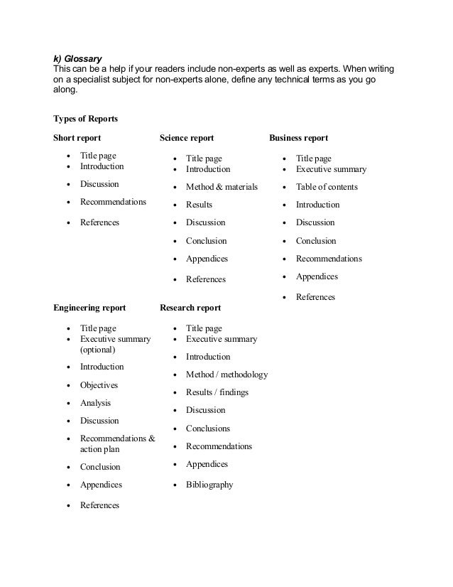 good vocabulary for report writing