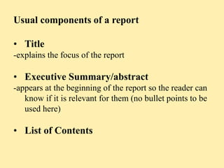 Report writing | PPT