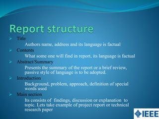 Report writing and its elements | PPT