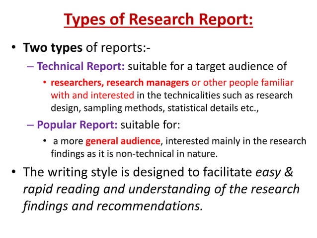 report writing and presentation of data pdf