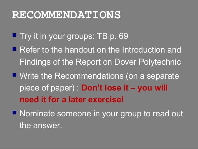 How to write recommendation for university research