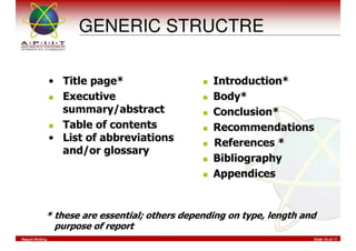 Report Writing & Documentation