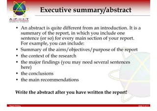 Report Writing & Documentation