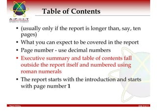 Report Writing & Documentation