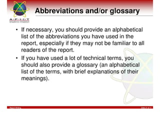 Report Writing & Documentation