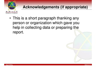 Report Writing & Documentation