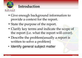 Report Writing & Documentation