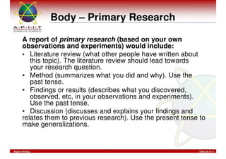 Report Writing & Documentation