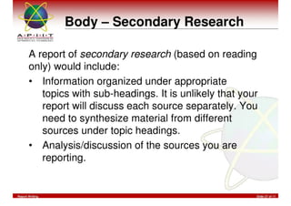 Report Writing & Documentation