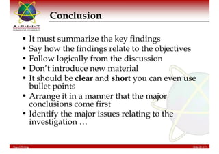 Report Writing & Documentation