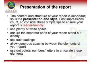 Report Writing & Documentation