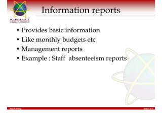 Report Writing & Documentation